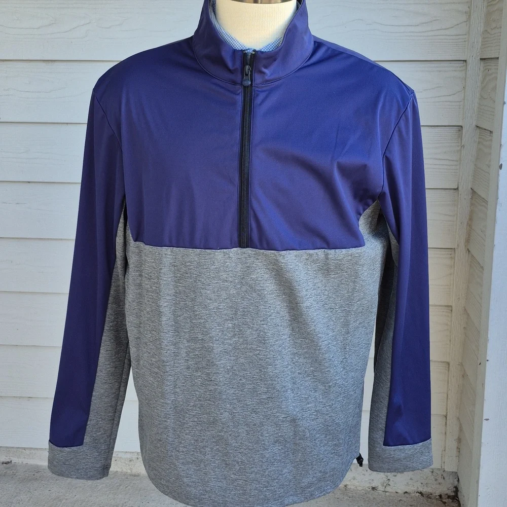 GREYSON‎ Grey Blue Golf Mens Large Quarter Zip Pullover Light Jacket